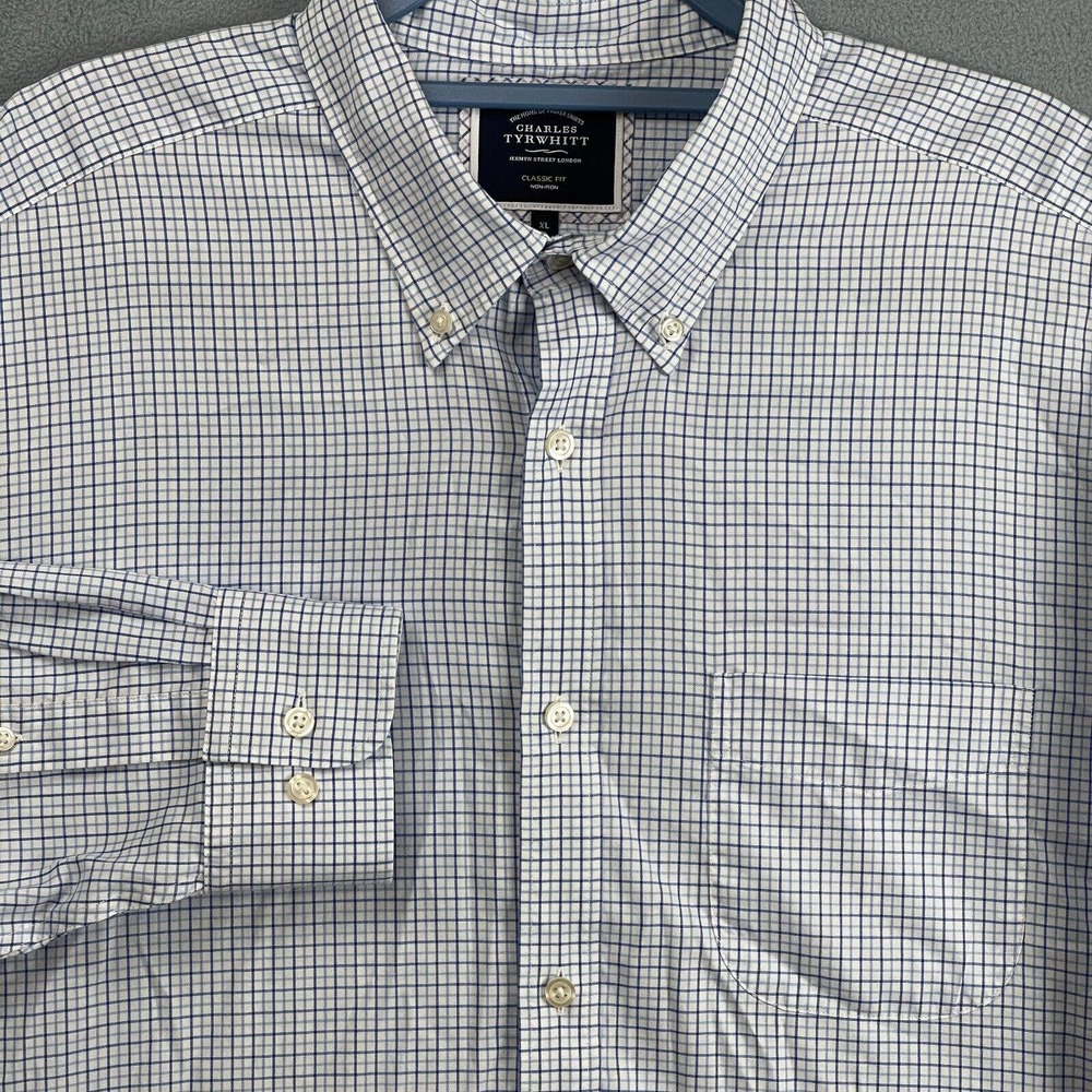 Charles Tyrwhitt Shirt Mens Extra Large XL Check Button Down Classic Fit No Iron